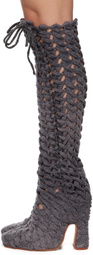 Isa Boulder SSENSE Exclusive Gray Spiral Cable Boots