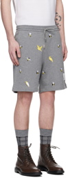 Thom Browne Gray Embroidered Shorts