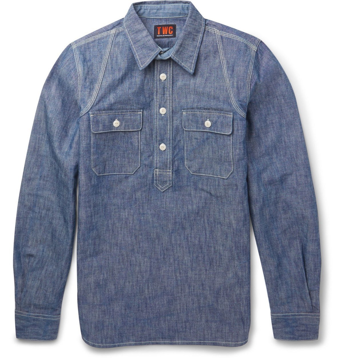 The Workers Club - Slim-Fit Cotton-Chambray Shirt - Blue