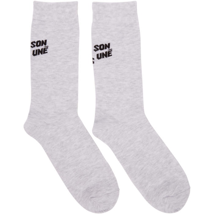 Photo: Maison Kitsuné Grey Logo Socks 