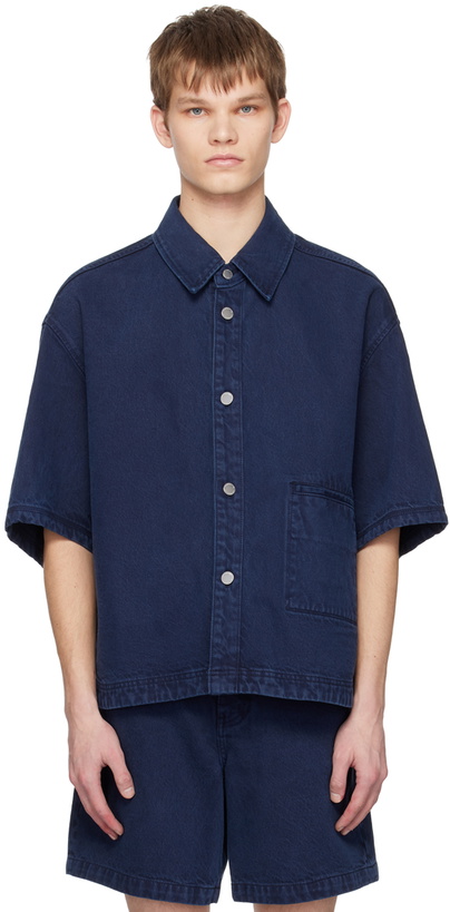 Photo: Solid Homme Navy Cropped Denim Shirt