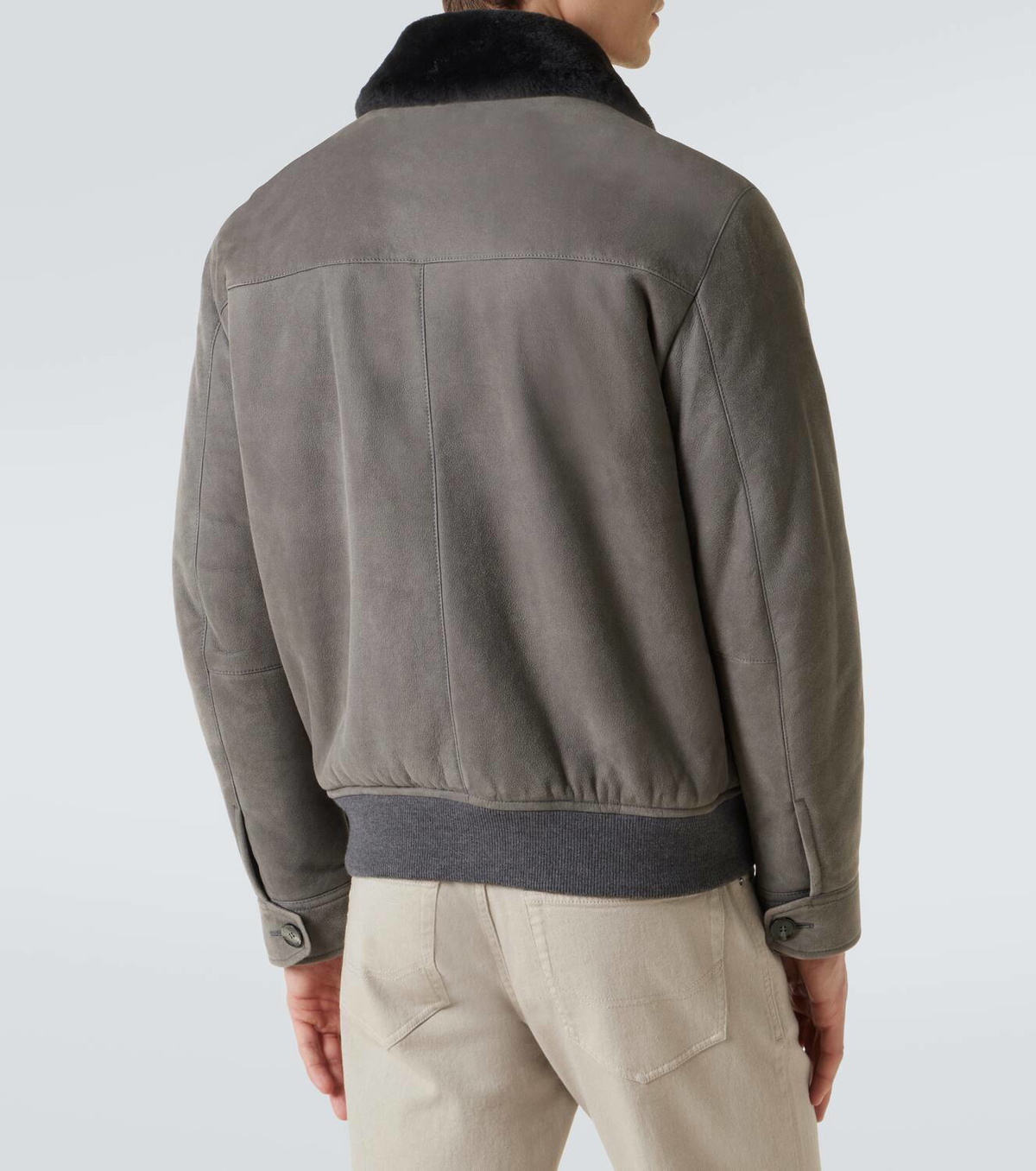 Brioni グレー ボンバージャケット Brioni Perforated Suede Bomber Jacket Light Gray, $6,175 | Neiman