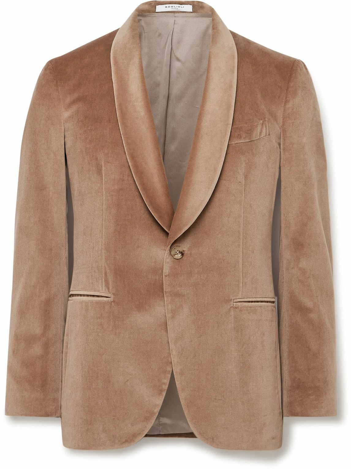 Boglioli - Slim-Fit Shawl-Lapel Cotton-Velvet Tuxedo Jacket - Brown