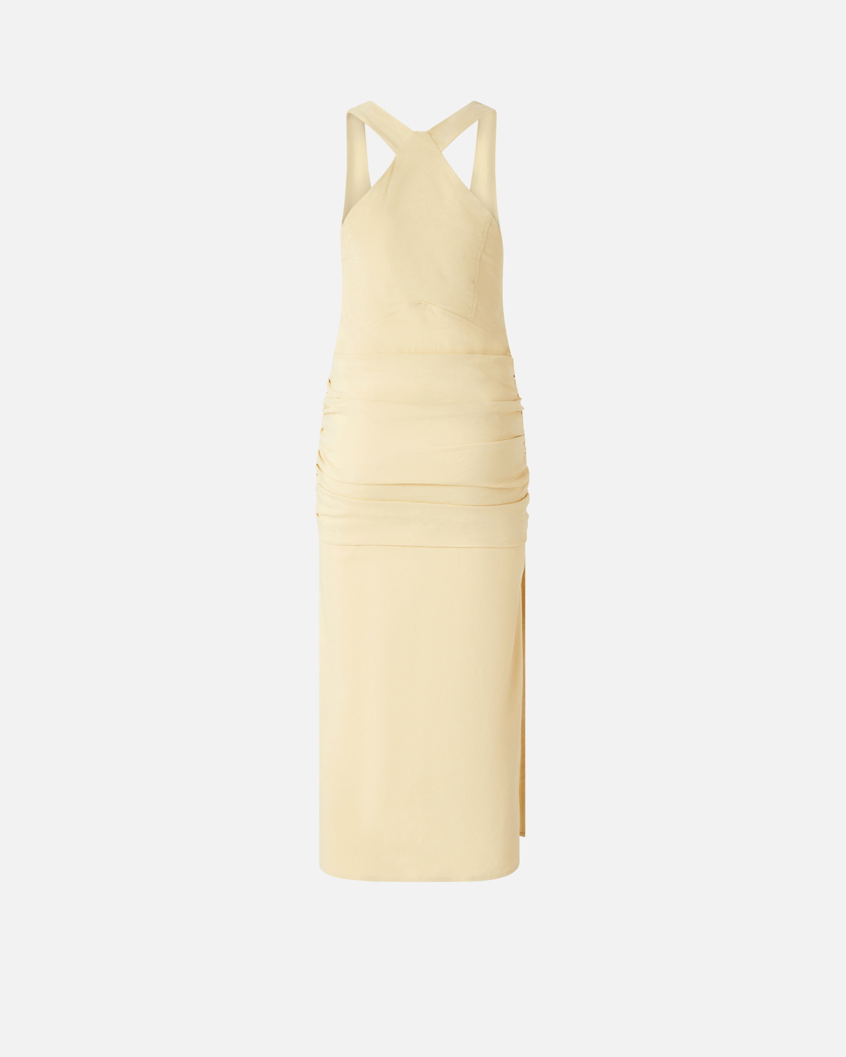 Pinko Buttoned Linen Vest Dress Cane Yellow