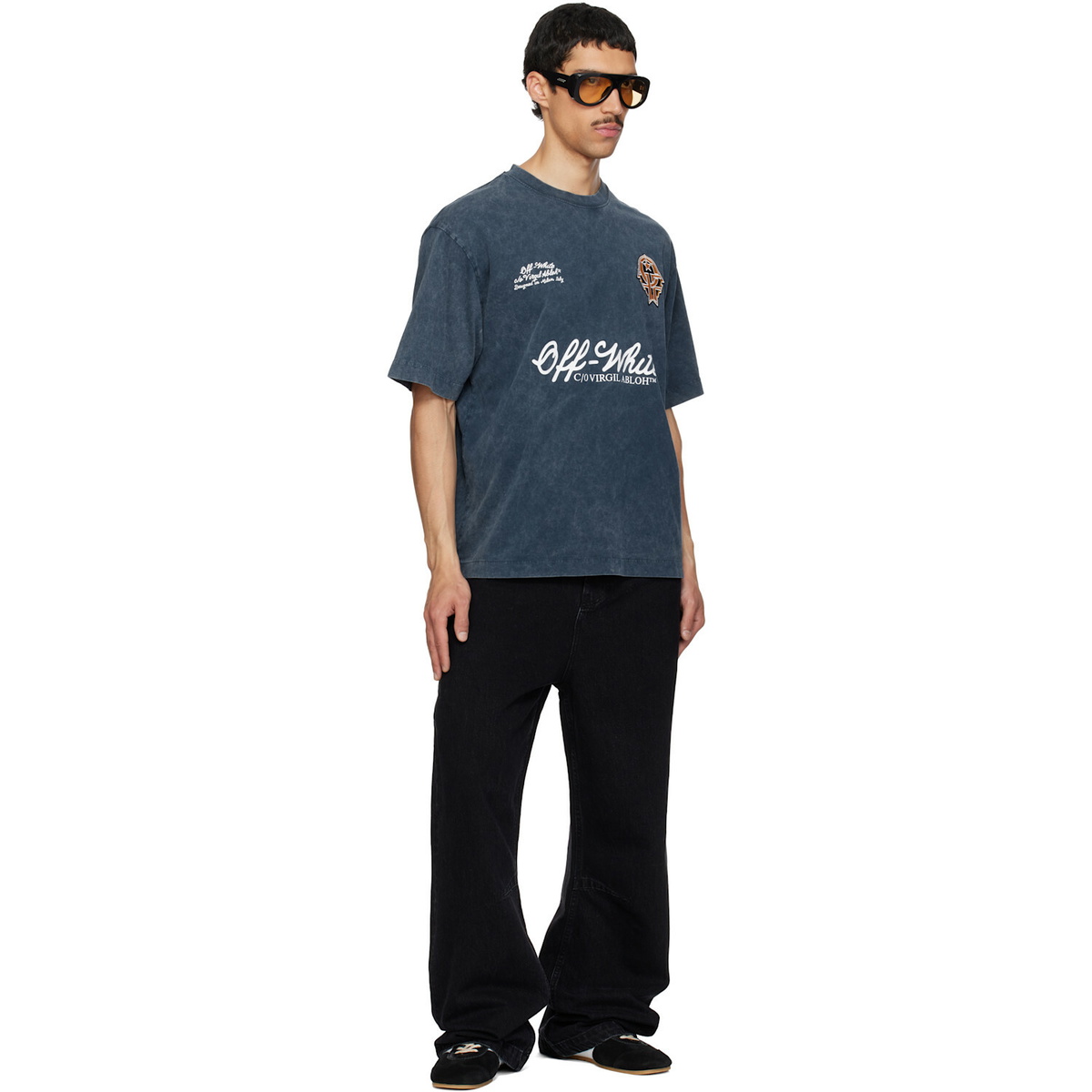 Off-White Navy Sporty 4 Skate T-shirt