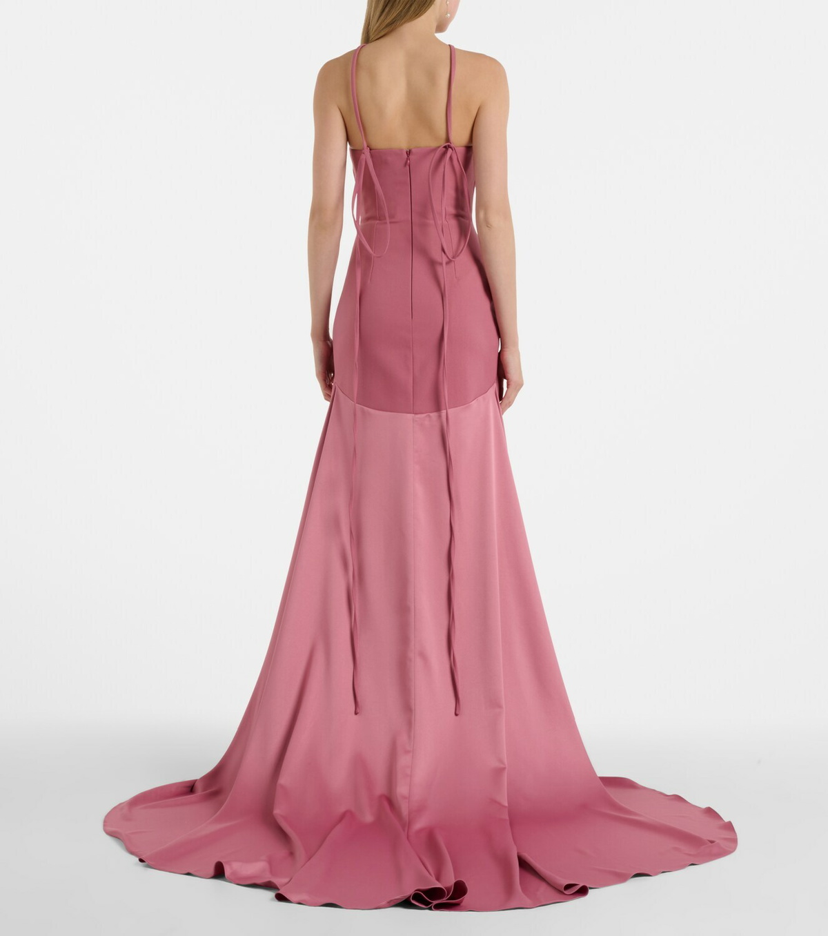 Solace London Florie satin-trimmed halterneck gown