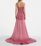 Solace London Florie satin-trimmed halterneck gown