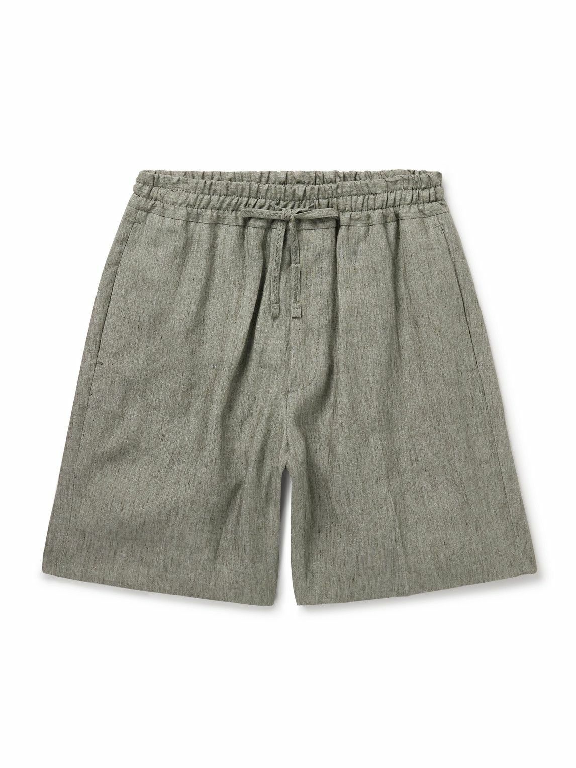 Kingsman - Straight-Leg Linen Drawstring Shorts - Green