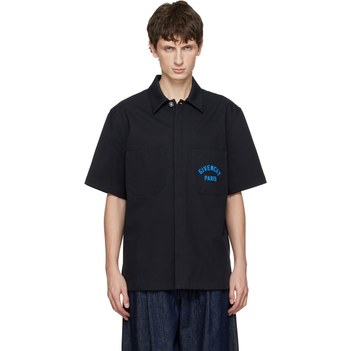 Photo: Givenchy Navy 'GIVENCHY Paris' Cotton Twill Shirt