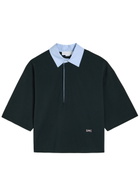 Stella Mccartney Contrasting-collar Piqué Cotton Polo Shirt Navy