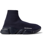 Balenciaga - Speed Sock Stretch-Knit Slip-On Sneakers - Men - Midnight blue