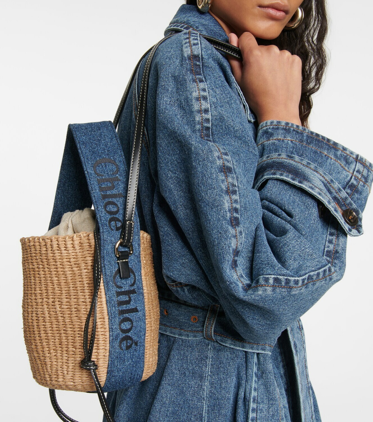 Chloe - x Mifuko Woody Small denim basket tote Chloe Chloe - x Mifuko Woody Small denim basket tote Chloe