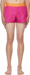 Versace Underwear Pink Greca Border Swim Shorts