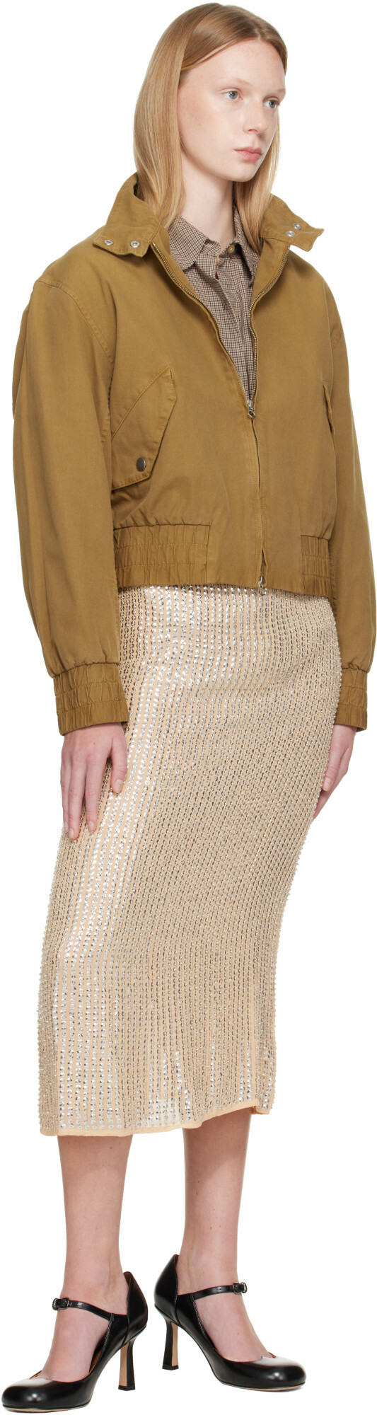 rag & bone Beige Eliza Canvas Bomber Jacket
