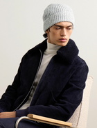 Brunello Cucinelli - Brushed Ribbed-Knit Beanie - Blue