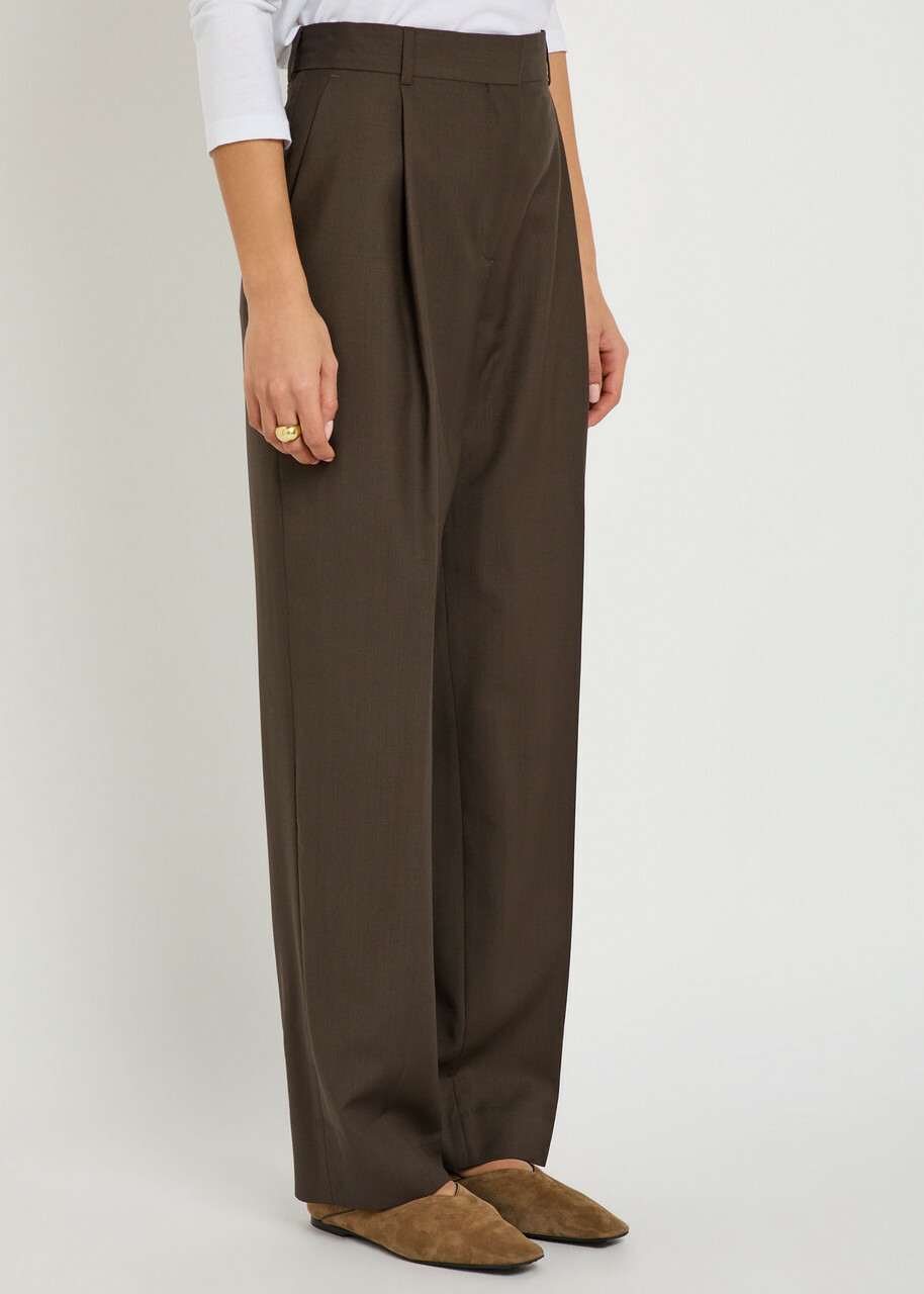 Toteme Straight-leg Wool Trousers Khaki