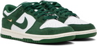 Nike White & Green Dunk Low Sneakers