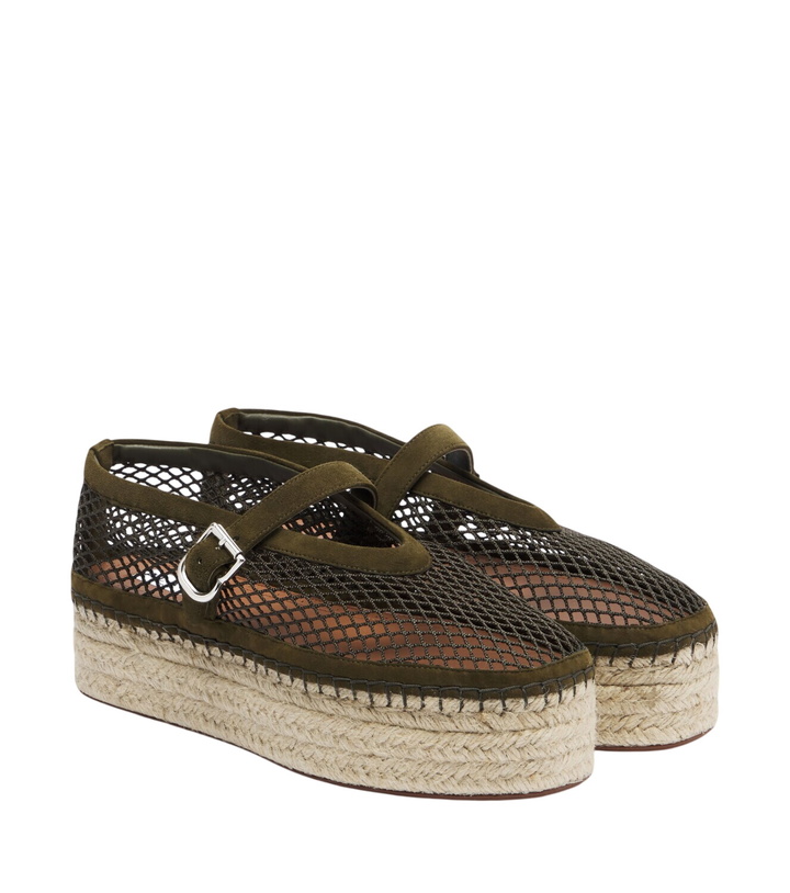 Photo: Alaïa Suede-trimmed fishnet espadrilles