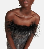 Giuseppe di Morabito Feather-trimmed embellished midi dress