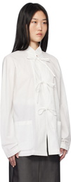 AO Yes White Mandarin Collar Jacquard Shirt