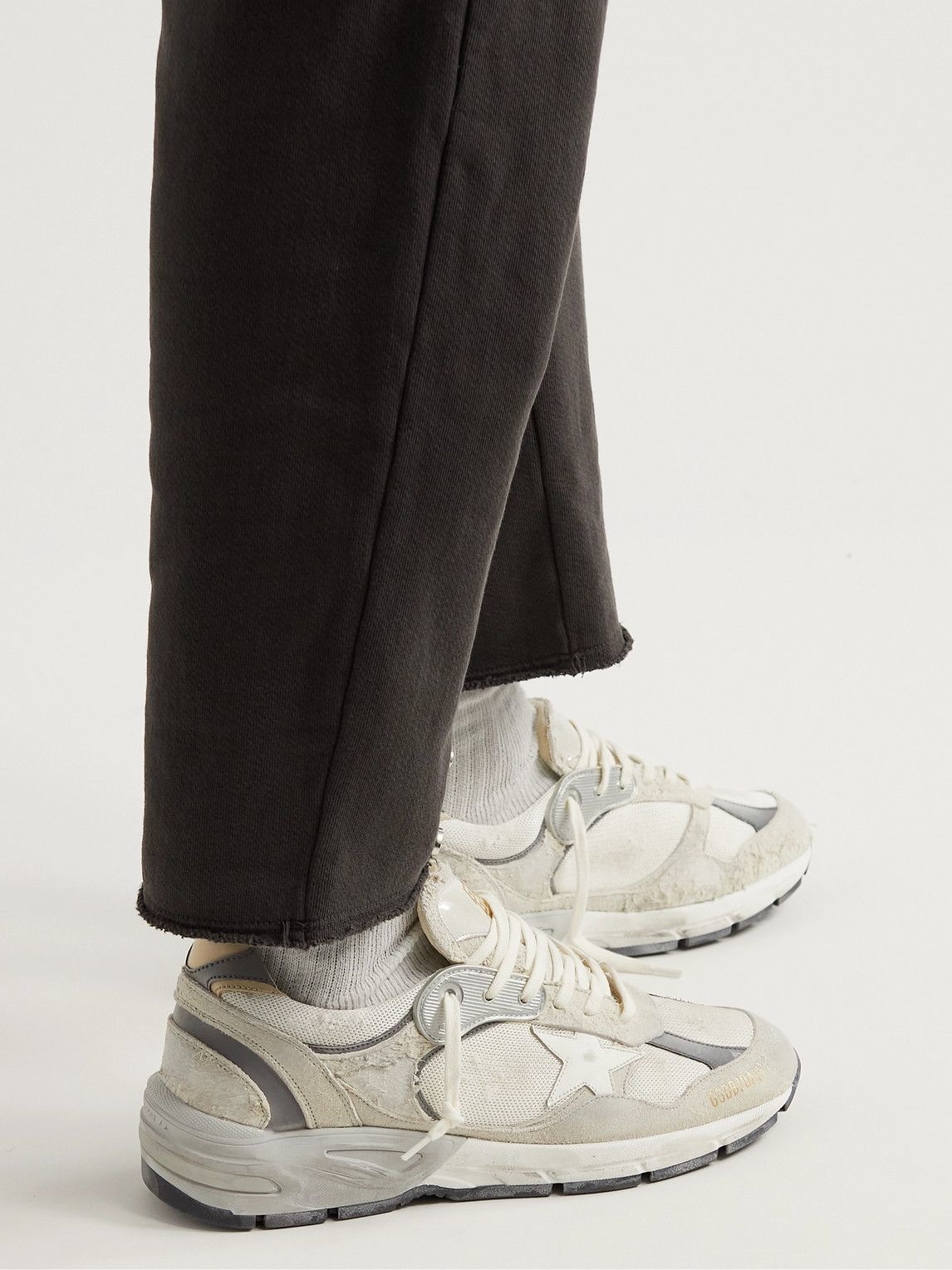 Golden Goose - Dad-Star Distressed Leather-Trimmed Suede and Mesh Sneakers  - White Golden Goose Deluxe Brand