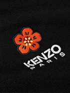 KENZO - Appliquéd Logo-Embroidered Cotton-Jersey Hoodie - Black