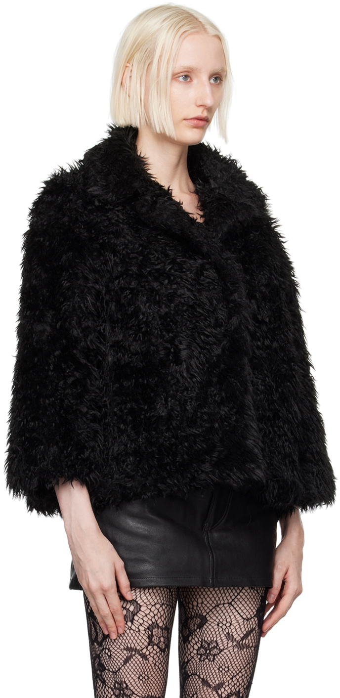 Marc Jacobs Black 'The Shaggy Lady' Faux-Fur Jacket
