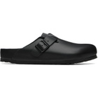 Birkenstock Black Regular Boston Leather Slip-on Loafers