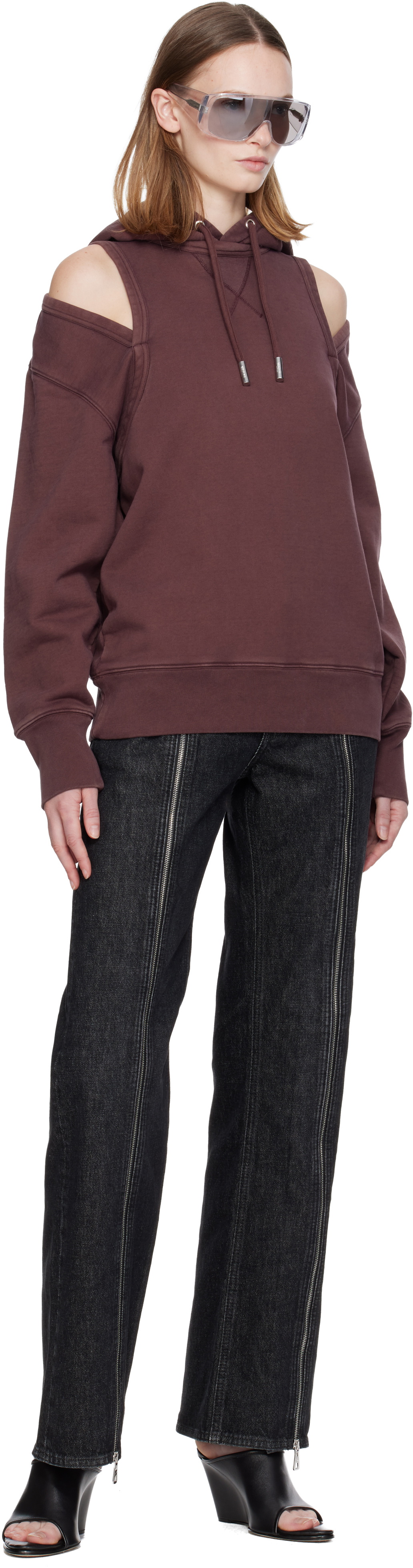 Jean Paul Gaultier Burgundy Cut Out Hoodie