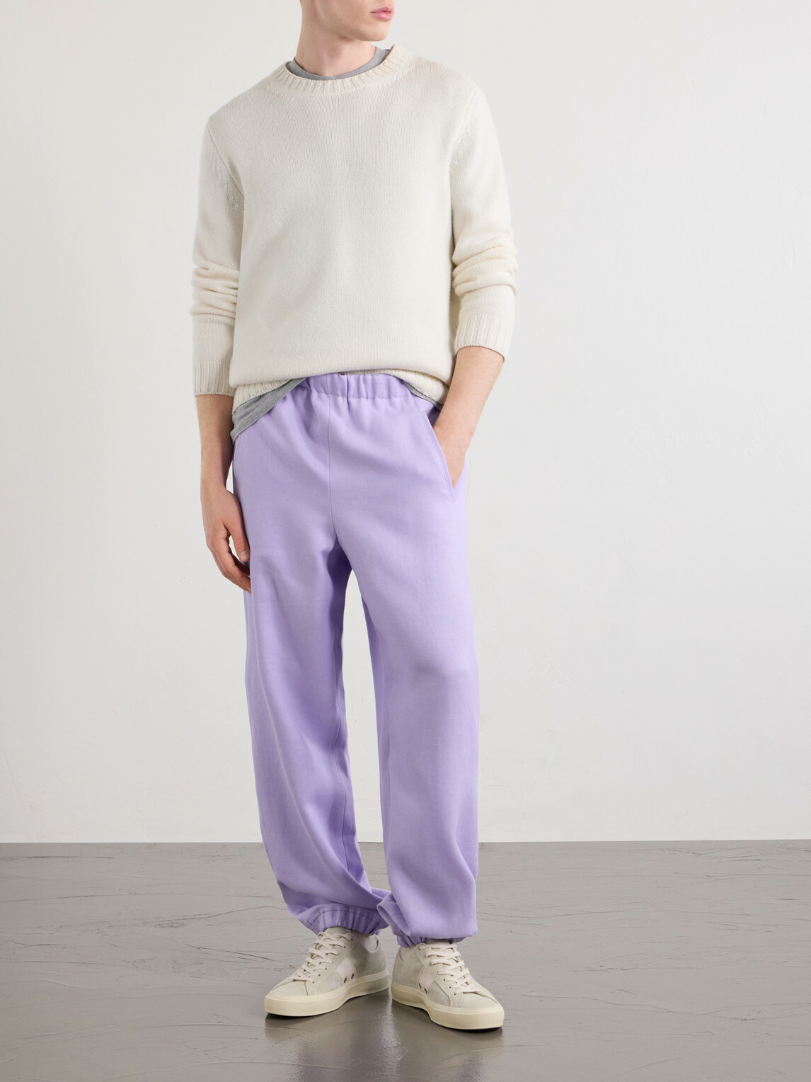 God's True Cashmere - Linen Drawstring Sweatpants - Purple