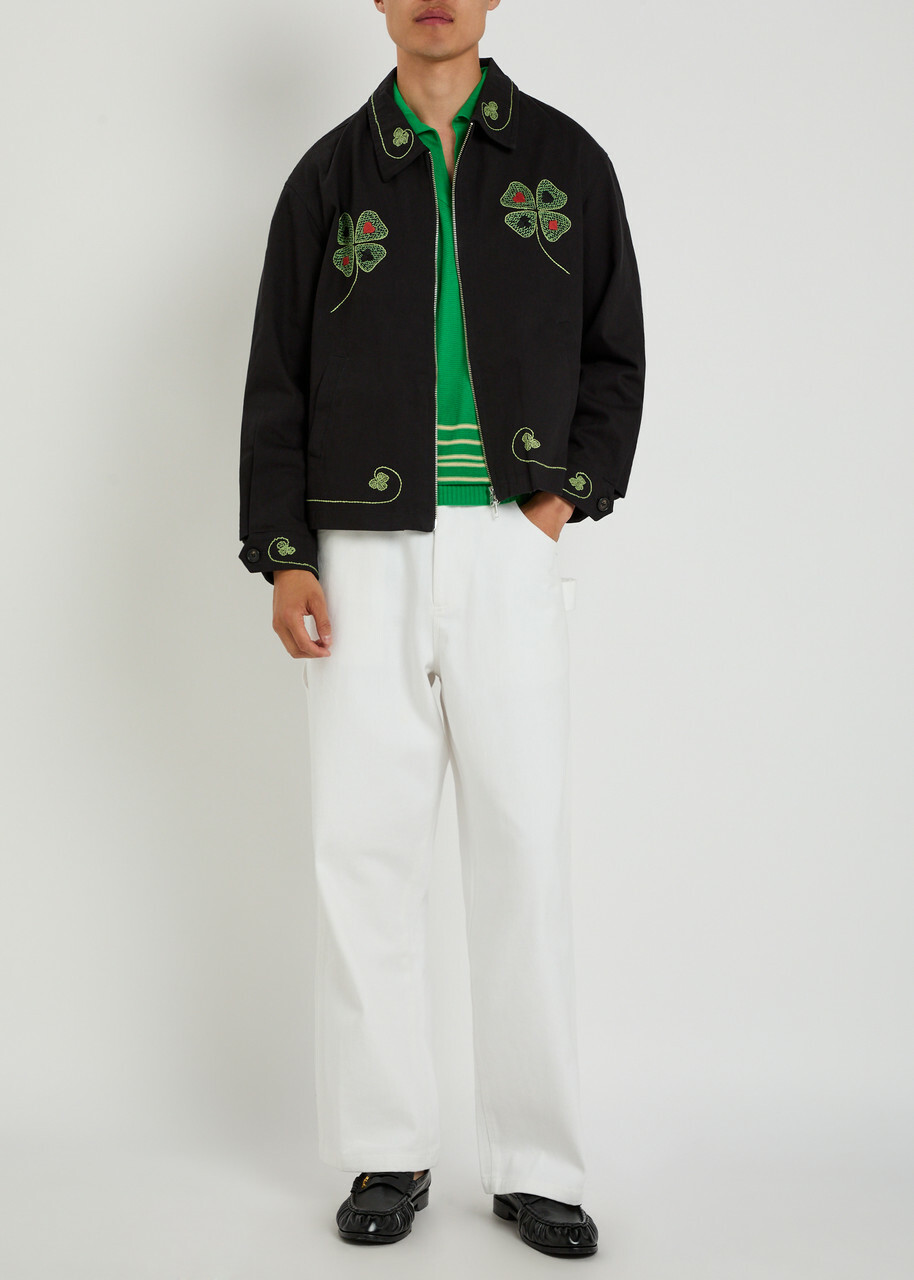 Bode Lucky Draw Embroidered Twill Jacket Black