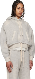 R13 Gray Cinched Hem Popover Hoodie