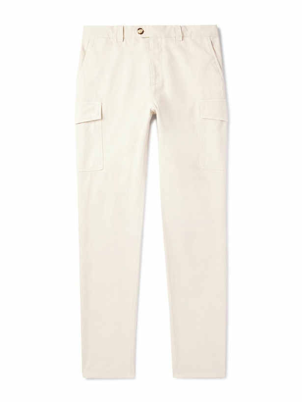 Photo: Brunello Cucinelli - Straight-Leg Cotton-Gabardine Cargo Trousers - Neutrals