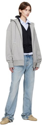 Fax Copy Express Gray Fleece Lined Loose Hoodie