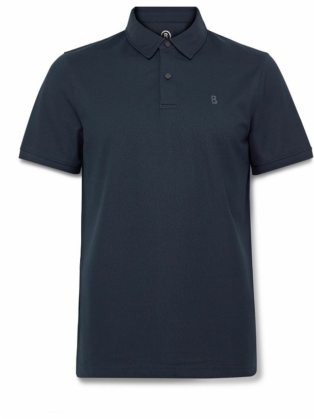 Photo: Bogner - Timo Logo-Appliquéd Cotton-Blend Piqué Golf Polo Shirt - Blue