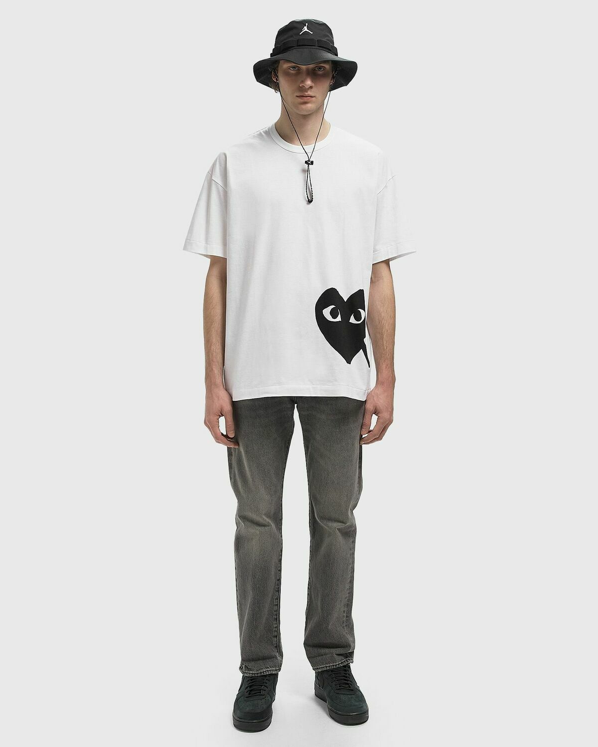 Comme des Garçons Play TEE LOGO PRINT KNIT White Mens Shortsleefe