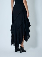 Yohji Yamamoto Gauzed Frilled Midi Skirt