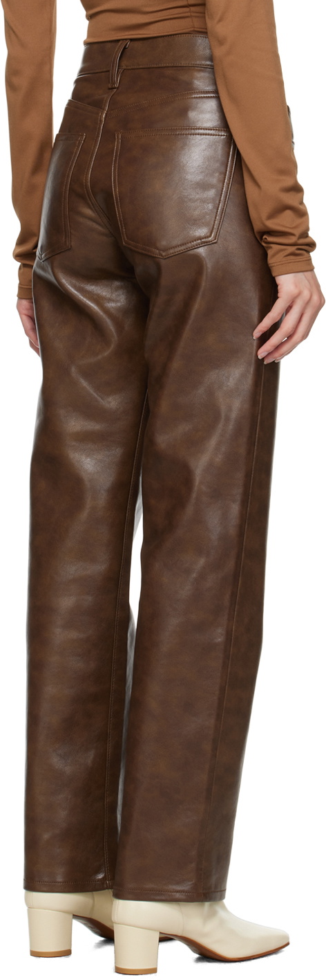 AGOLDE Brown Sloane Leather Pants