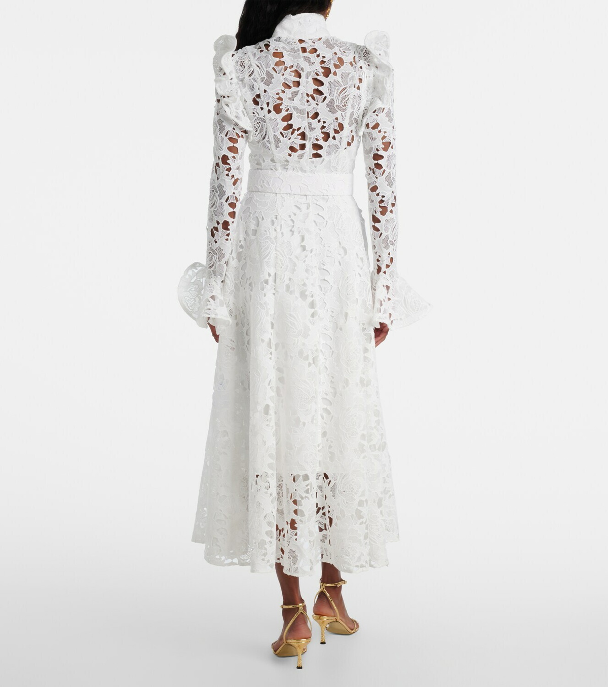Leo Lin Aliyah belted lace midi dress