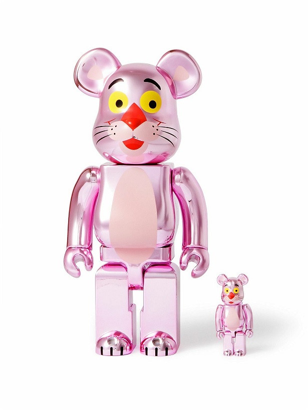 Photo: BE@RBRICK - Pink Panther 100% 400% Printed Chrome PVC Figurine Set