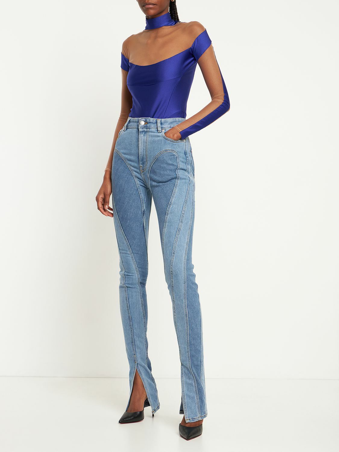  MUGLER スキニーデニム 34 MUGLER - Stretch Denim High Rise Zip Skinny Jeans Mugler