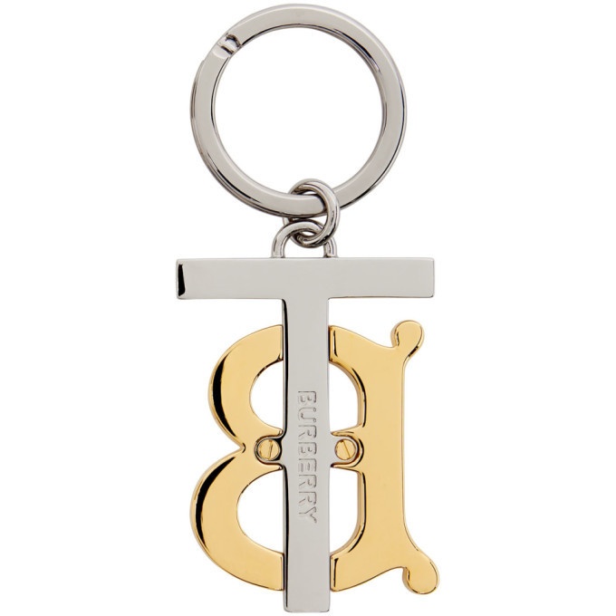 Burberry Gold and Silver Monogram Keychain Burberry
