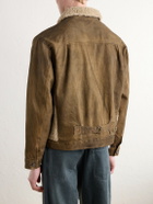 RRL - Fleece-Trimmed Denim Jacket - Brown