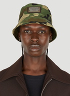 Camouflage Logo Plaque Bucket Hat in Green