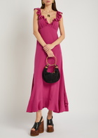 Chloe Ruffled Silk Midi Dress Red