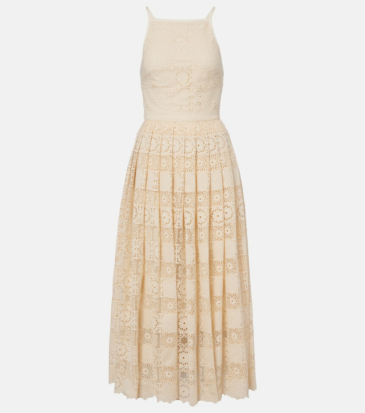 Elie Saab Silk and cotton-blend guipure lace midi dress