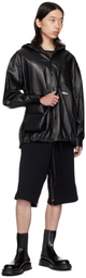 Helmut Lang Black Hooded Leather Jacket