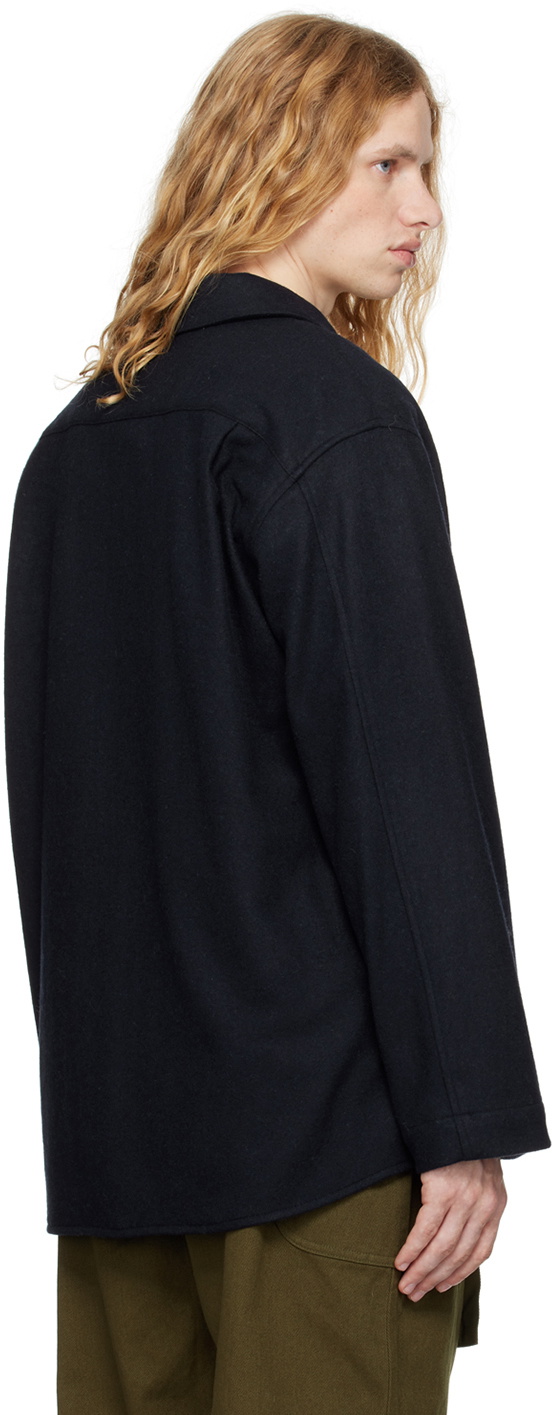 DOCUMENT Navy Heavy Wool Jersey Oversized Shirt