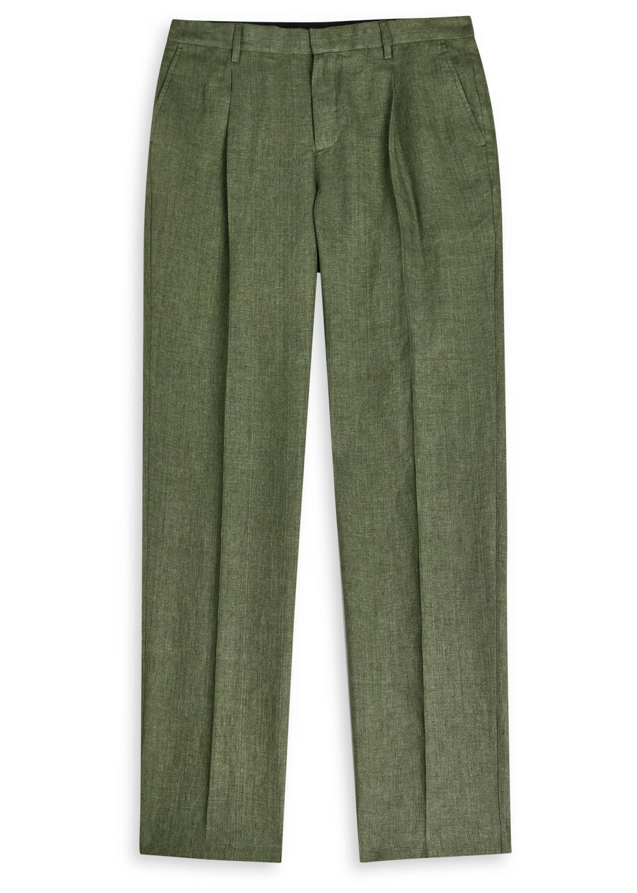 Sunspel Tapered-leg Linen Trousers Khaki
