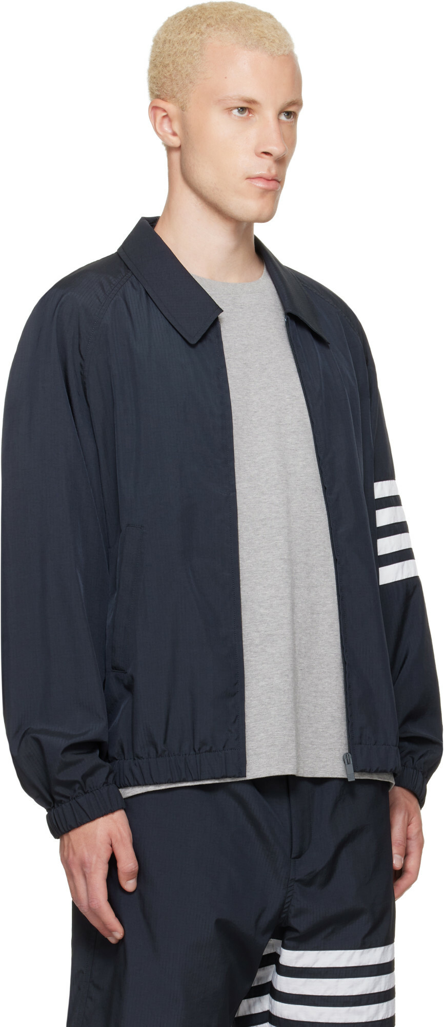 Thom Browne Navy Ripstop Raglan Coach Jacket